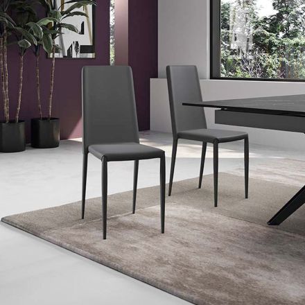 Set de 4 scaune moderne din piele ecologică albă, gri sau gri porumbel - Dora Viadurini