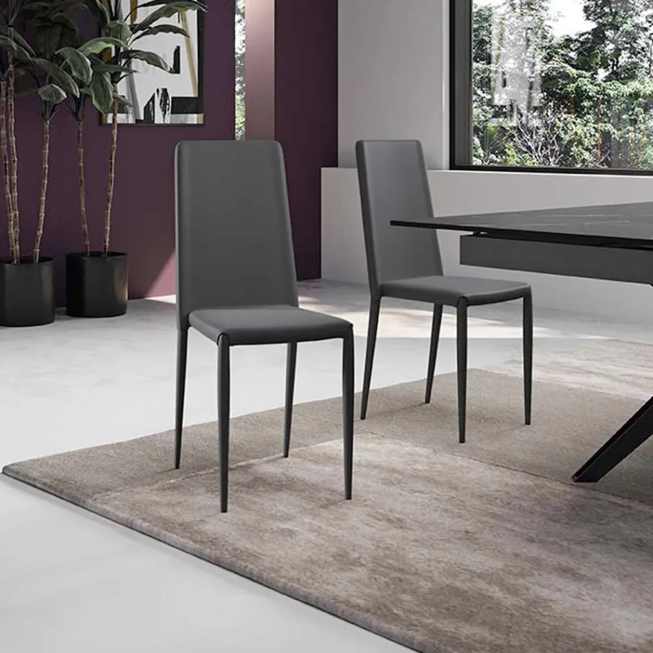 Set de 4 scaune moderne din piele ecologică albă, gri sau gri porumbel - Dora Viadurini