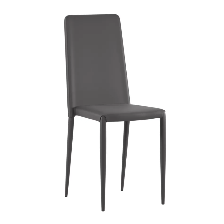Set de 4 scaune moderne din piele ecologică albă, gri sau gri porumbel - Dora Viadurini