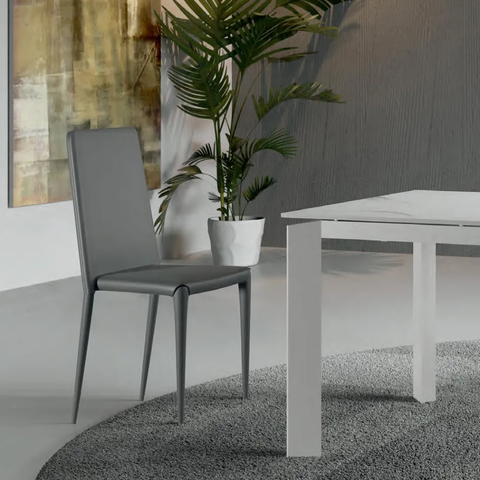 Set de 4 scaune moderne din piele ecologică albă, gri sau gri porumbel - Dora Viadurini