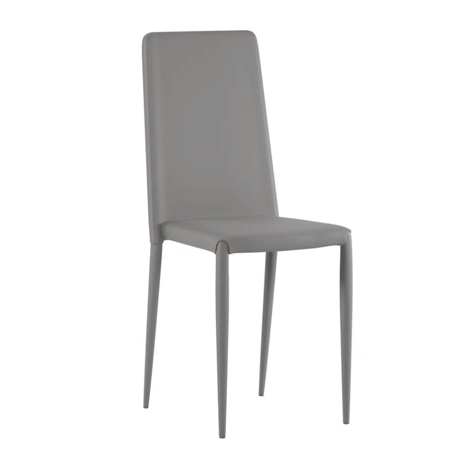 Set de 4 scaune moderne din piele ecologică albă, gri sau gri porumbel - Dora Viadurini