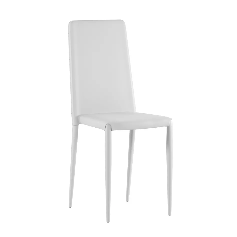 Set de 4 scaune moderne din piele ecologică albă, gri sau gri porumbel - Dora Viadurini