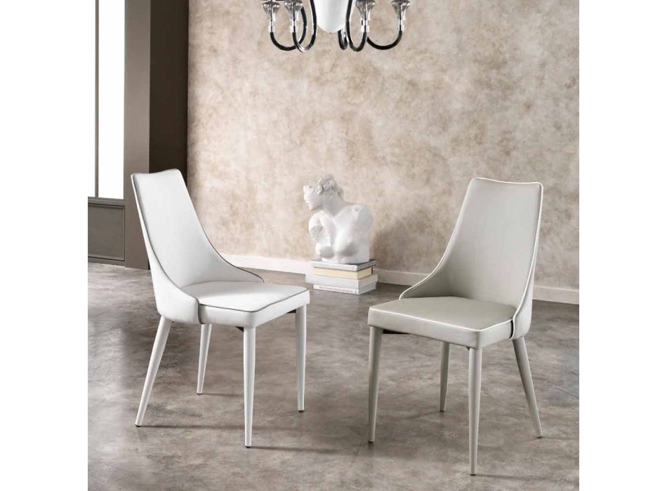 4 septembrie scaune moderne în alb sau gri din piele faux Ophelia Viadurini
