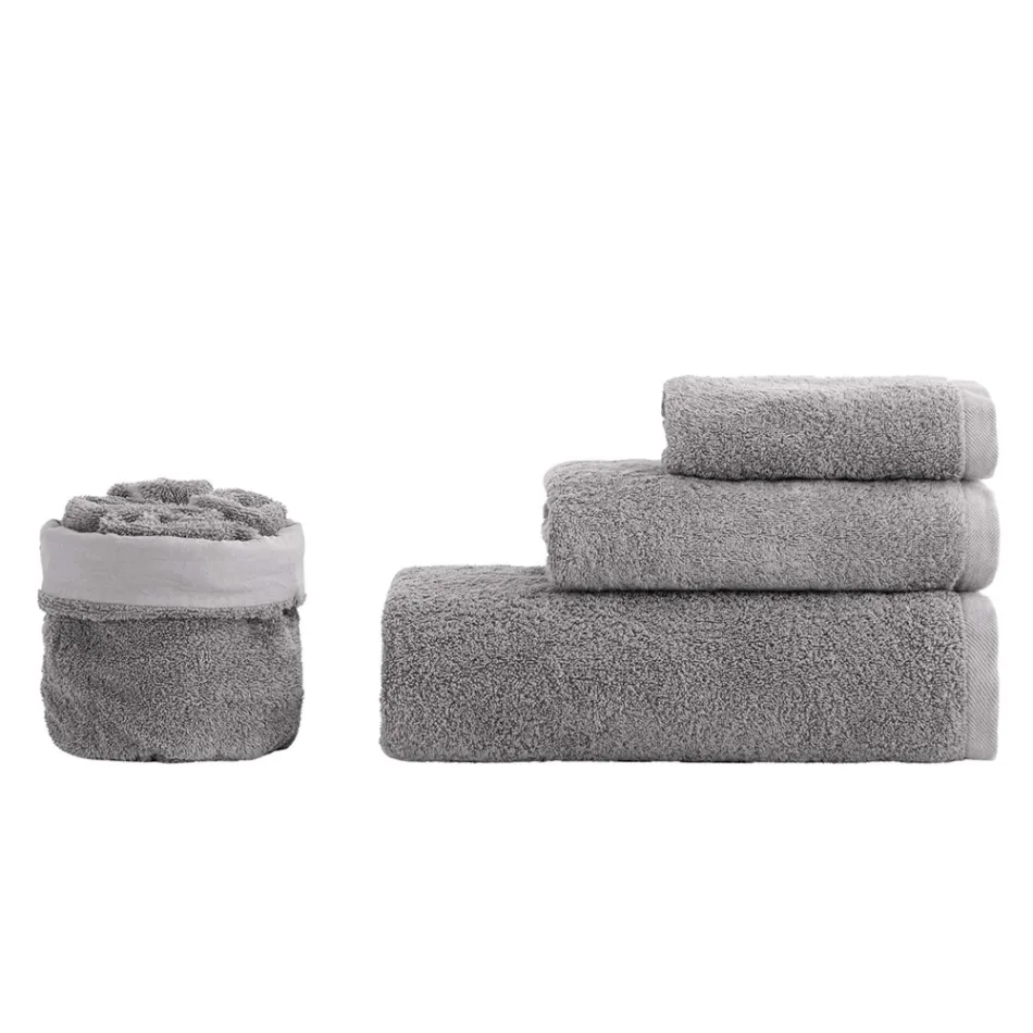 Set de baie din 8 piese din bumbac pur vopsit în haine - neted Viadurini