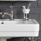 Set de baie cu dublă consolă în ceramică albă de structură liniară Viadurini