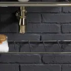 Set de baie cu dublă consolă în ceramică albă de structură liniară Viadurini