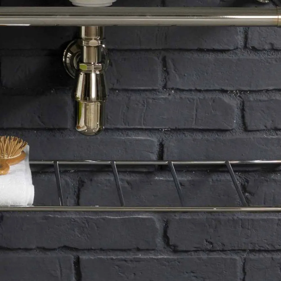 Set de baie cu dublă consolă în ceramică albă de structură liniară Viadurini