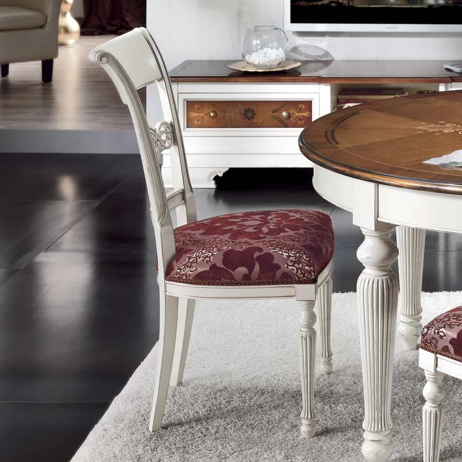 Set de 4 scaune din lemn stratificat alb și material textil, fabricate în Italia - Alite Viadurini