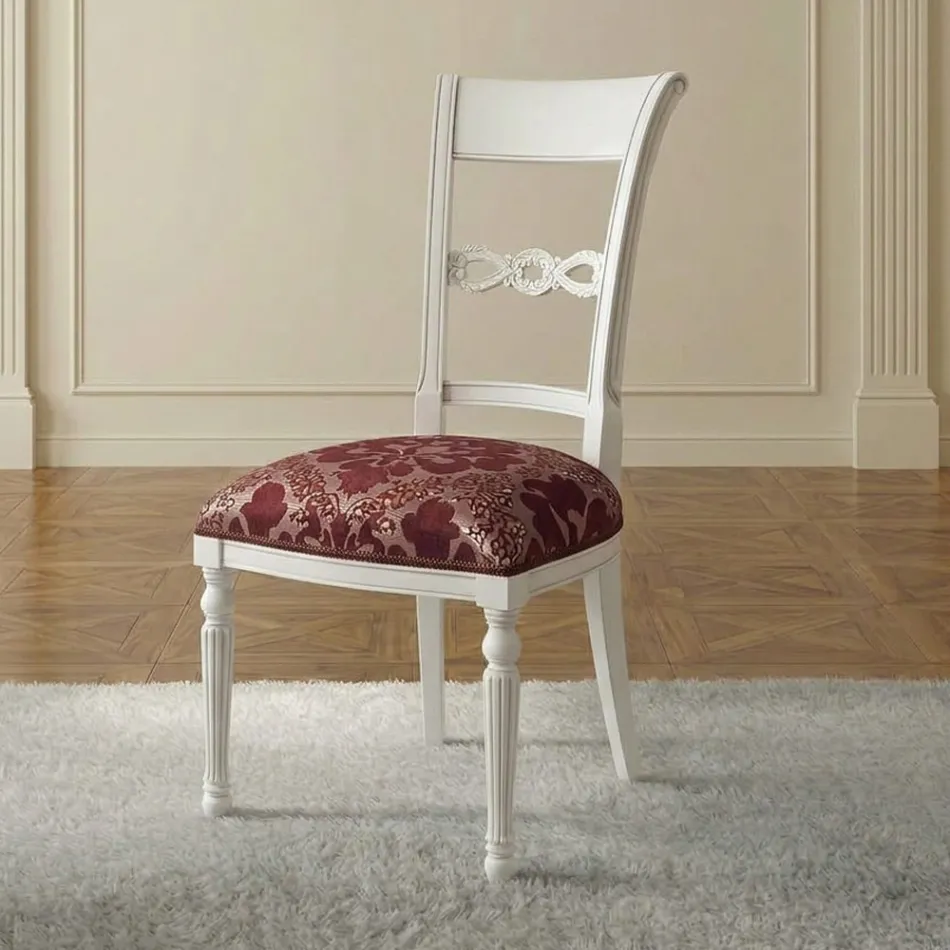 Set de 4 scaune din lemn stratificat alb și material textil, fabricate în Italia - Alite Viadurini