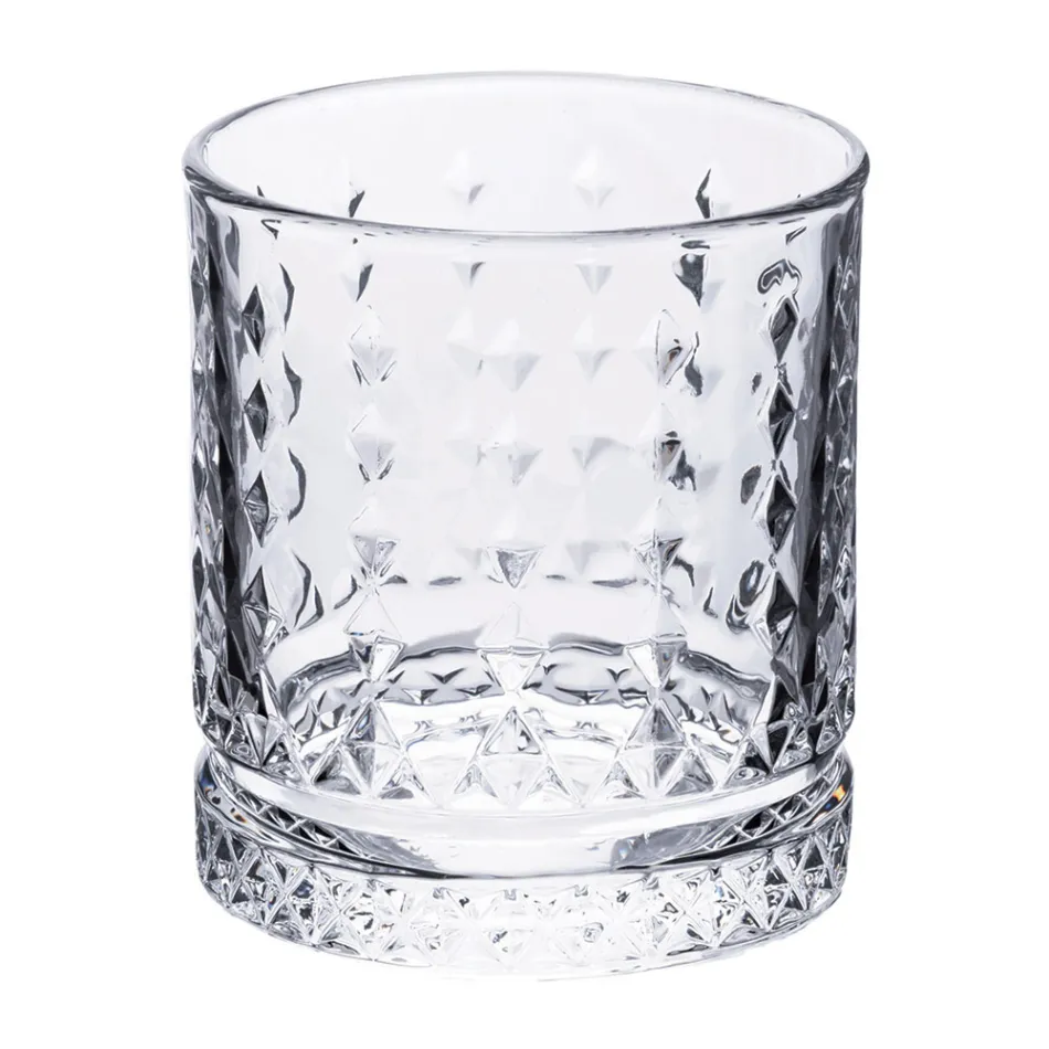 Set 12 Pahare Apa 400 ml in Sticla cu Decoratiuni Diamant - Wisky Viadurini