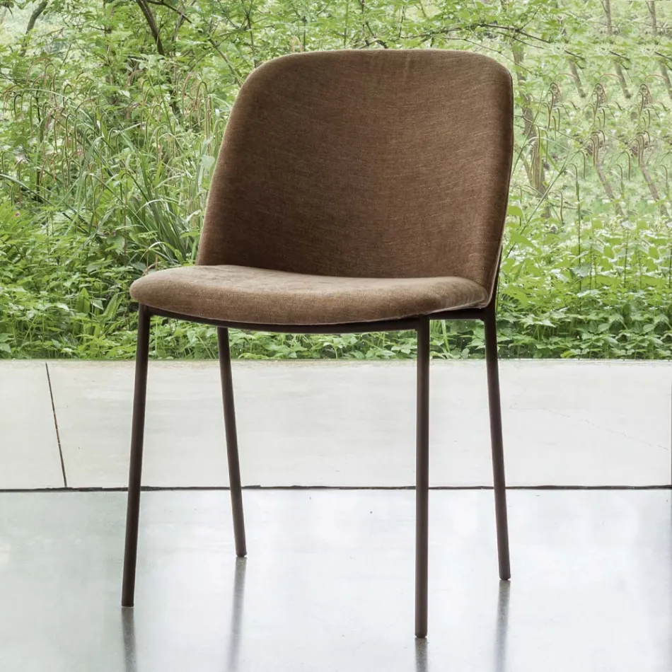 Set 2 Scaune de Sufragerie din Tesatura si Metal Made in Italy - Iedera Viadurini