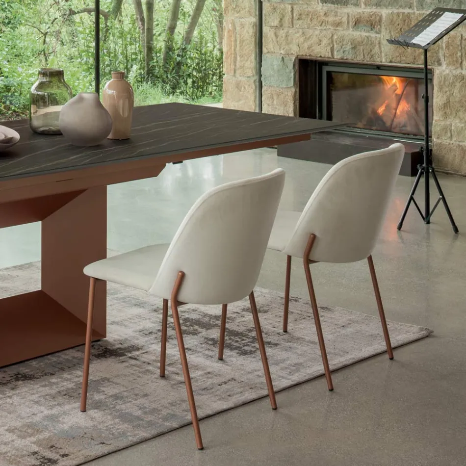 Set 2 Scaune de Sufragerie din Tesatura si Metal Made in Italy - Iedera Viadurini