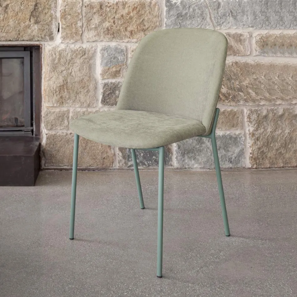 Set 2 Scaune de Sufragerie din Tesatura si Metal Made in Italy - Iedera Viadurini