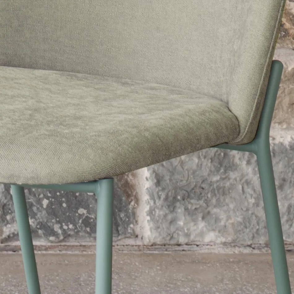 Set 2 Scaune de Sufragerie din Tesatura si Metal Made in Italy - Iedera Viadurini