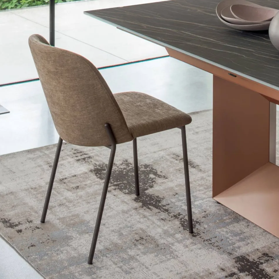 Set 2 Scaune de Sufragerie din Tesatura si Metal Made in Italy - Iedera Viadurini