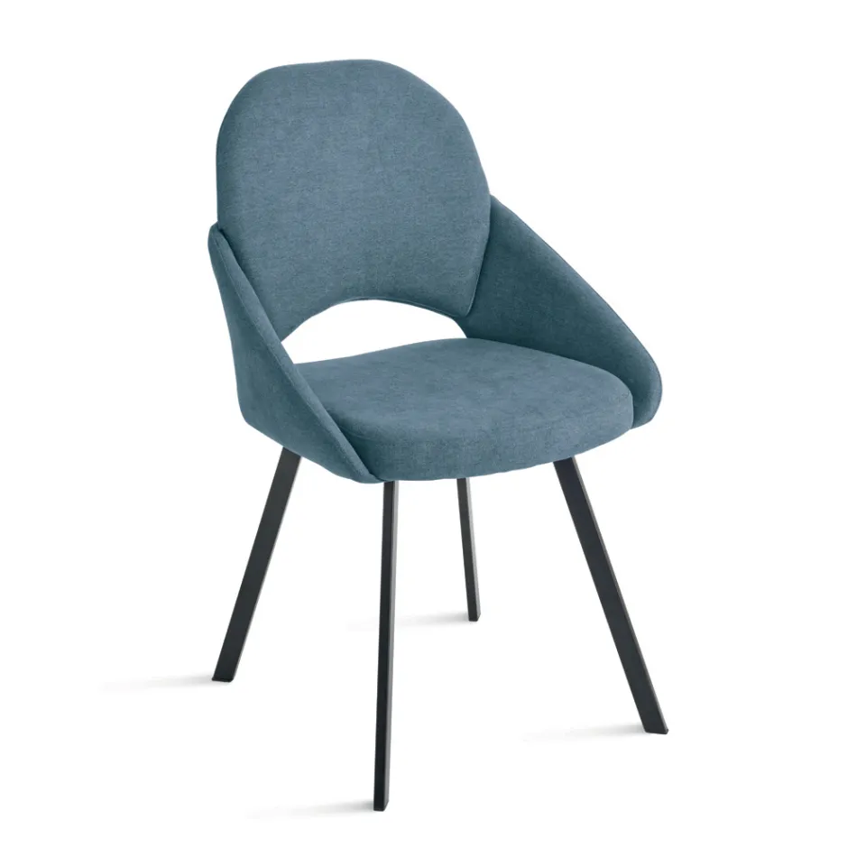 Set de 2 scaune tapițate din material textil colorat și cadru metalic - Damian Viadurini