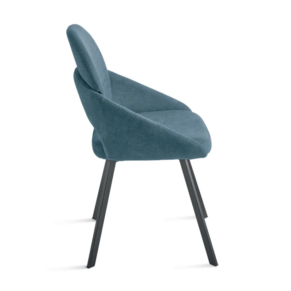 Set de 2 scaune tapițate din material textil colorat și cadru metalic - Damian Viadurini