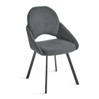 Set de 2 scaune tapițate din material textil colorat și cadru metalic - Damian Viadurini