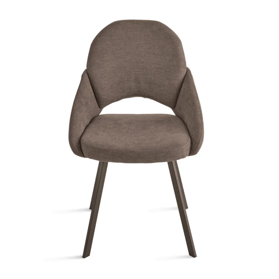 Set de 2 scaune tapițate din material textil colorat și cadru metalic - Damian Viadurini