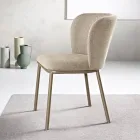 Set de 2 scaune tapițate din material textil cu cadru metalic vopsit - Leandra Viadurini