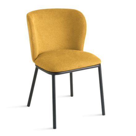 Set de 2 scaune tapițate din material textil cu cadru metalic vopsit - Leandra Viadurini