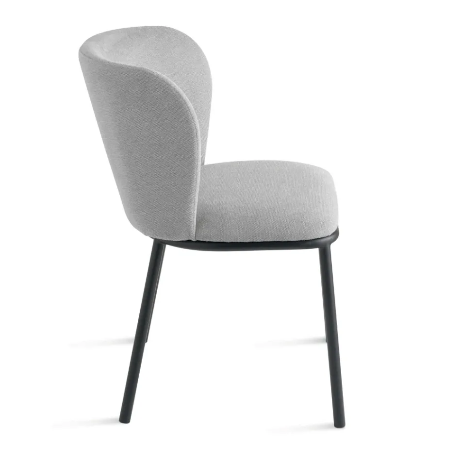 Set de 2 scaune tapițate din material textil cu cadru metalic vopsit - Leandra Viadurini