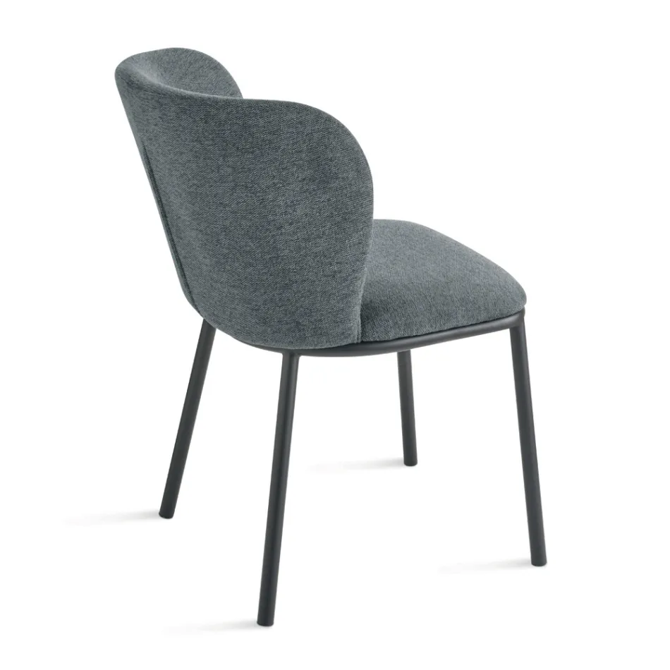 Set de 2 scaune tapițate din material textil cu cadru metalic vopsit - Leandra Viadurini