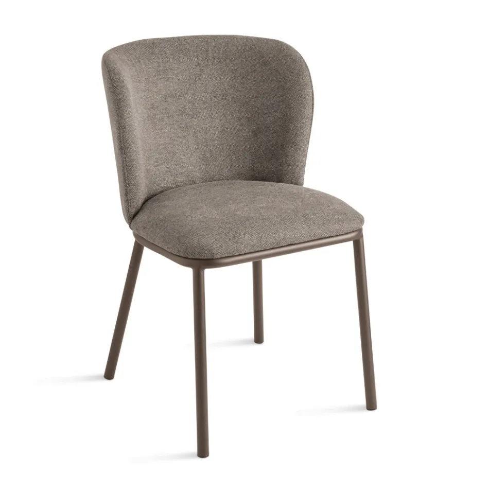 Set de 2 scaune tapițate din material textil cu cadru metalic vopsit - Leandra Viadurini