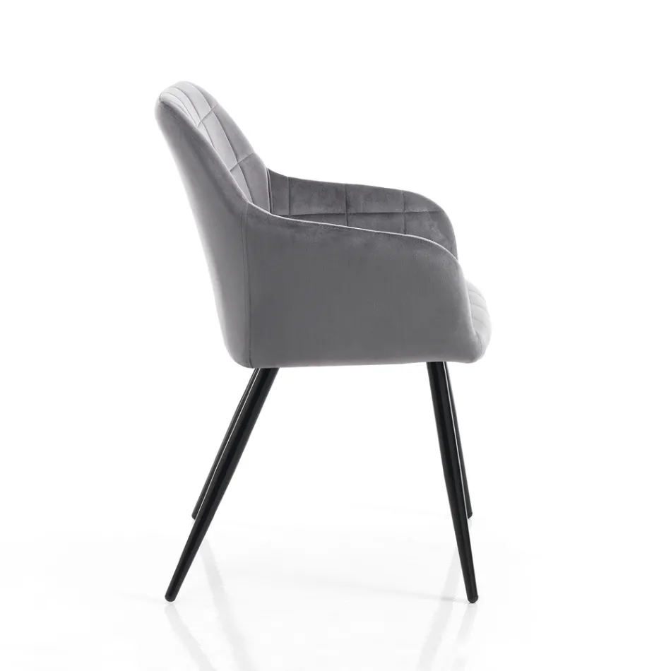 Set 2 Scaune din Tesatura Efect Catifea - Plutoniu Viadurini