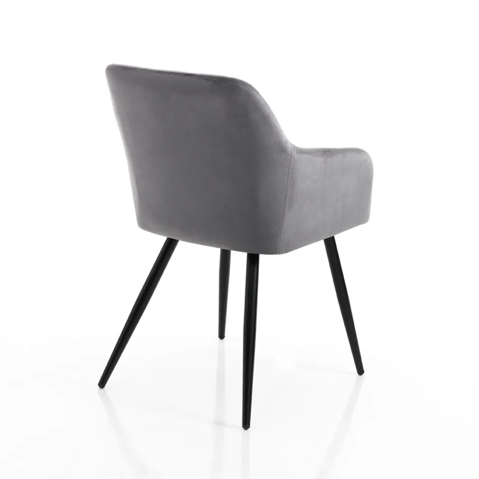 Set 2 Scaune din Tesatura Efect Catifea - Plutoniu Viadurini