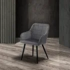 Set 2 Scaune din Tesatura Efect Catifea - Plutoniu Viadurini