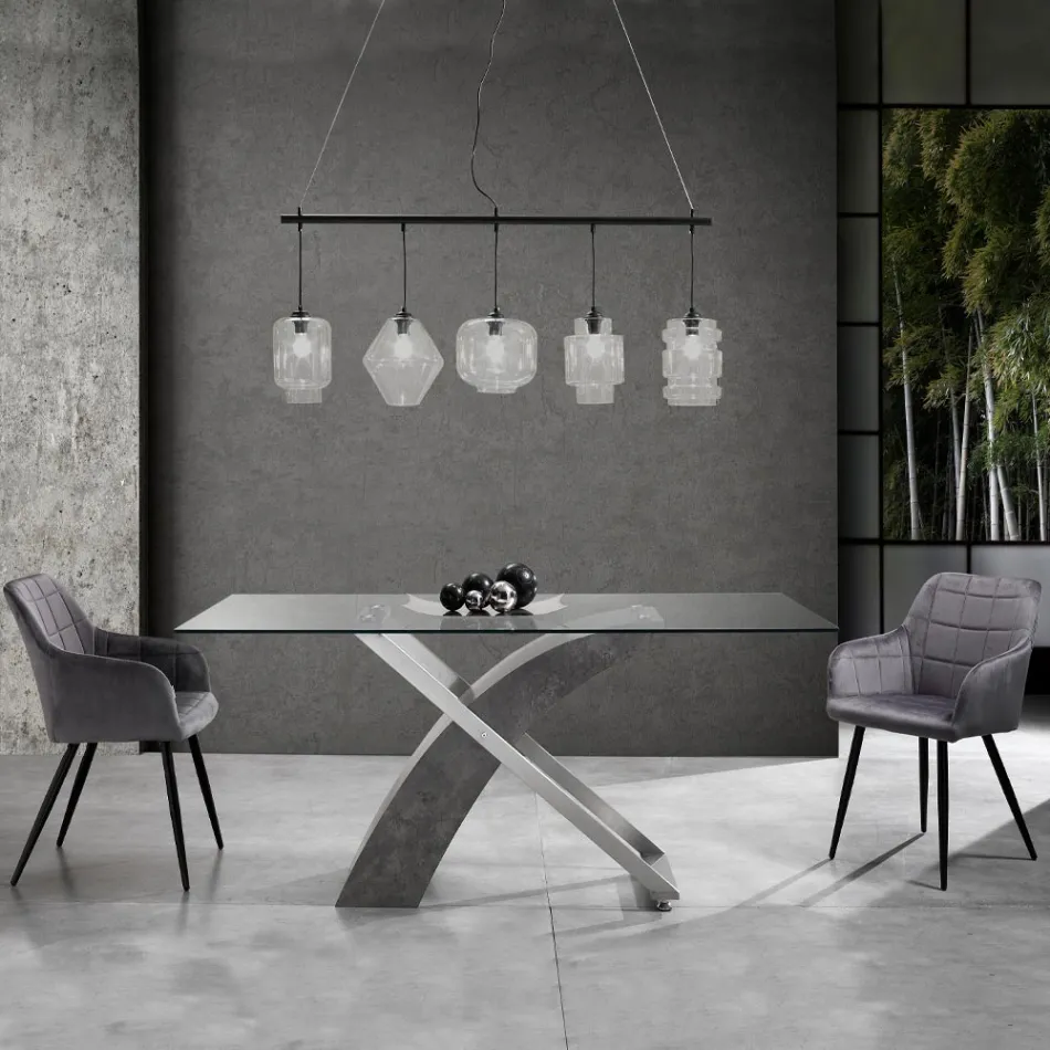 Set 2 Scaune din Tesatura Efect Catifea - Plutoniu Viadurini