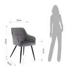 Set 2 Scaune din Tesatura Efect Catifea - Plutoniu Viadurini