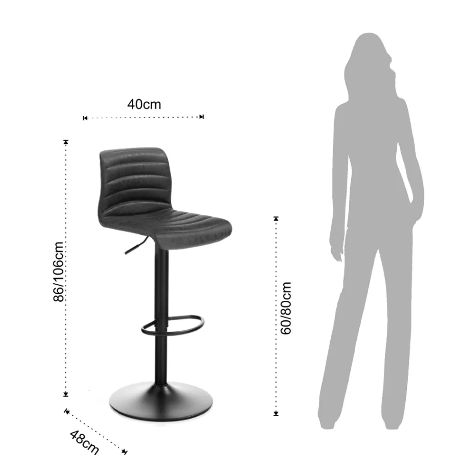 Set 2 Scaune de Bar din Piele Sintetica si Otel - Potasiu Viadurini