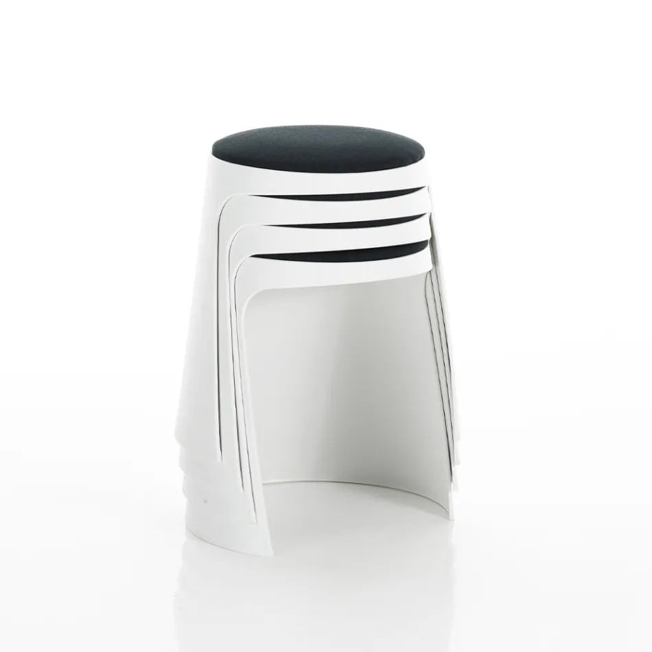 Set 2 taburete din polipropilena si scaun din stofa - hamsii Viadurini