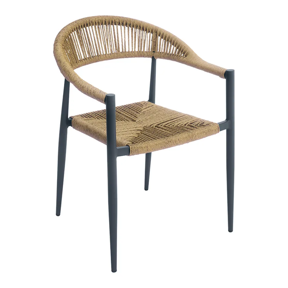 Set de 4 fotolii din aluminiu și răchită - Tavira Viadurini