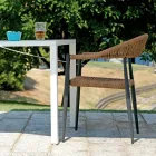 Set de 4 fotolii din aluminiu și răchită - Tavira Viadurini