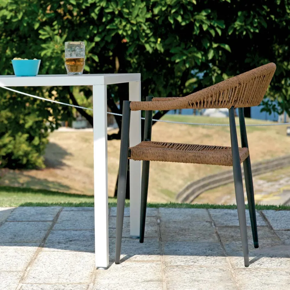 Set de 4 fotolii din aluminiu și răchită - Tavira Viadurini