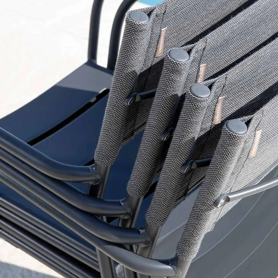 Set de 4 scaune de grădină din metal galvanizat și Batyline - Prestigio Viadurini