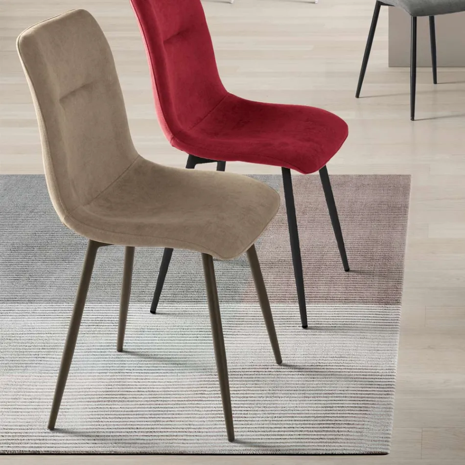 Set de 4 scaune de living tapițate cu material textil și bază metalică - Project Viadurini