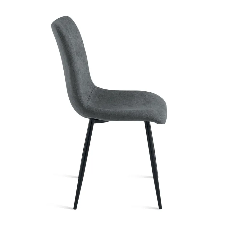 Set de 4 scaune de living tapițate cu material textil și bază metalică - Project Viadurini