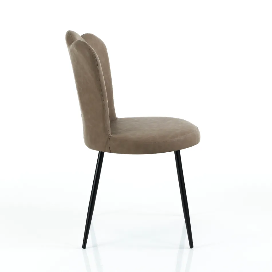 Set de 4 Scaune din Piele Sintetica Efect Invechit - Chihlimbar Viadurini