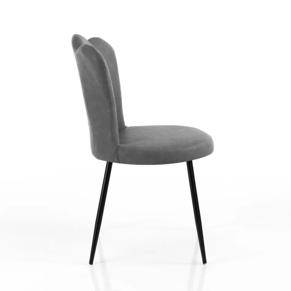 Set de 4 Scaune din Piele Sintetica Efect Invechit - Chihlimbar Viadurini