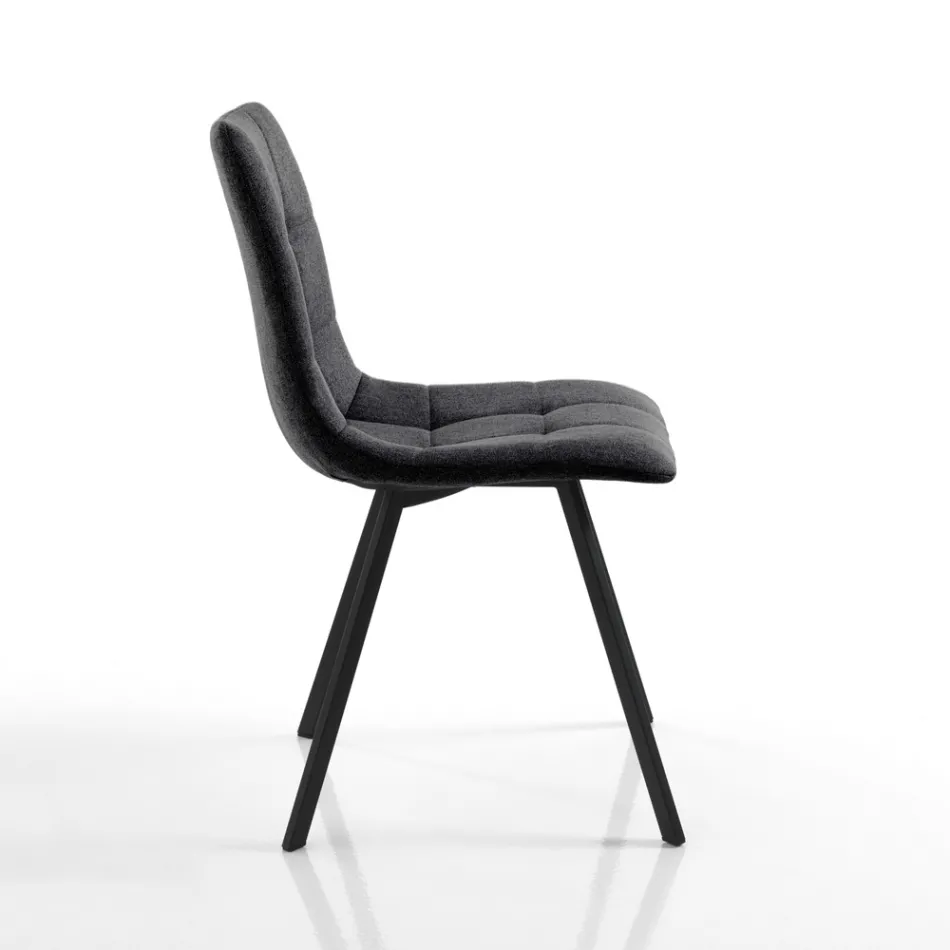 Set 4 Scaune din Tesatura Antracit si Otel Negru - Antracit Viadurini