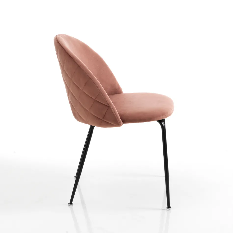 Set 4 Scaune din Tesatura Microfibra Efect Catifea - Terbio Viadurini