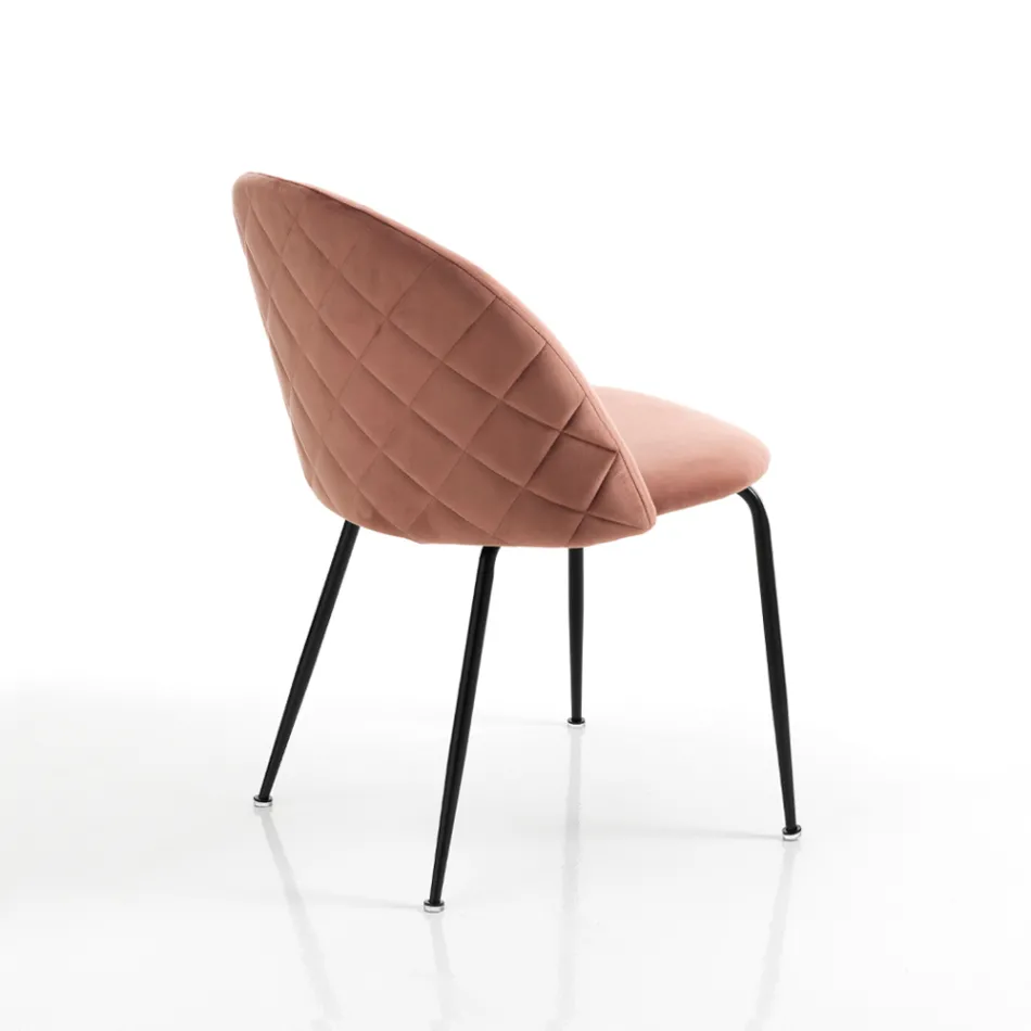 Set 4 Scaune din Tesatura Microfibra Efect Catifea - Terbio Viadurini