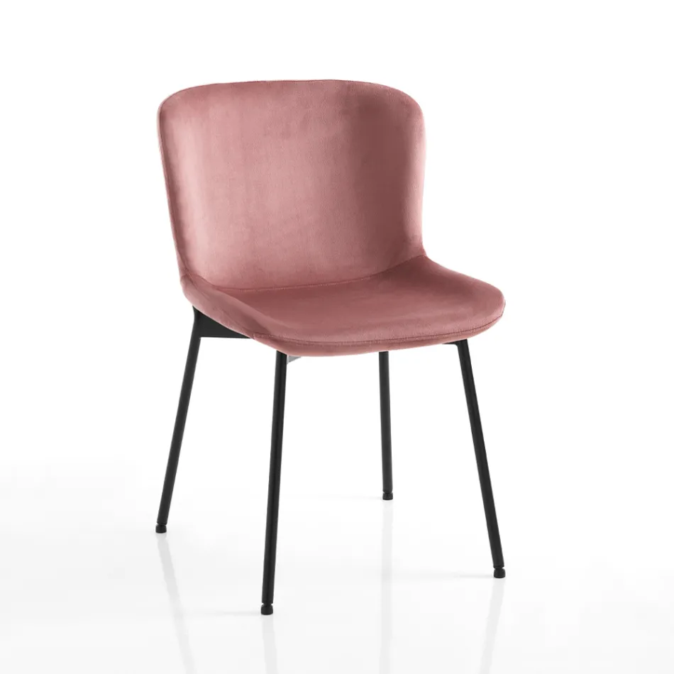 Set de 4 scaune din material textil si picioare basculante - Dentice Viadurini