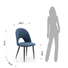 Set 4 Scaune din Tesatura Efect Catifea Albastra - Dalmatian Viadurini