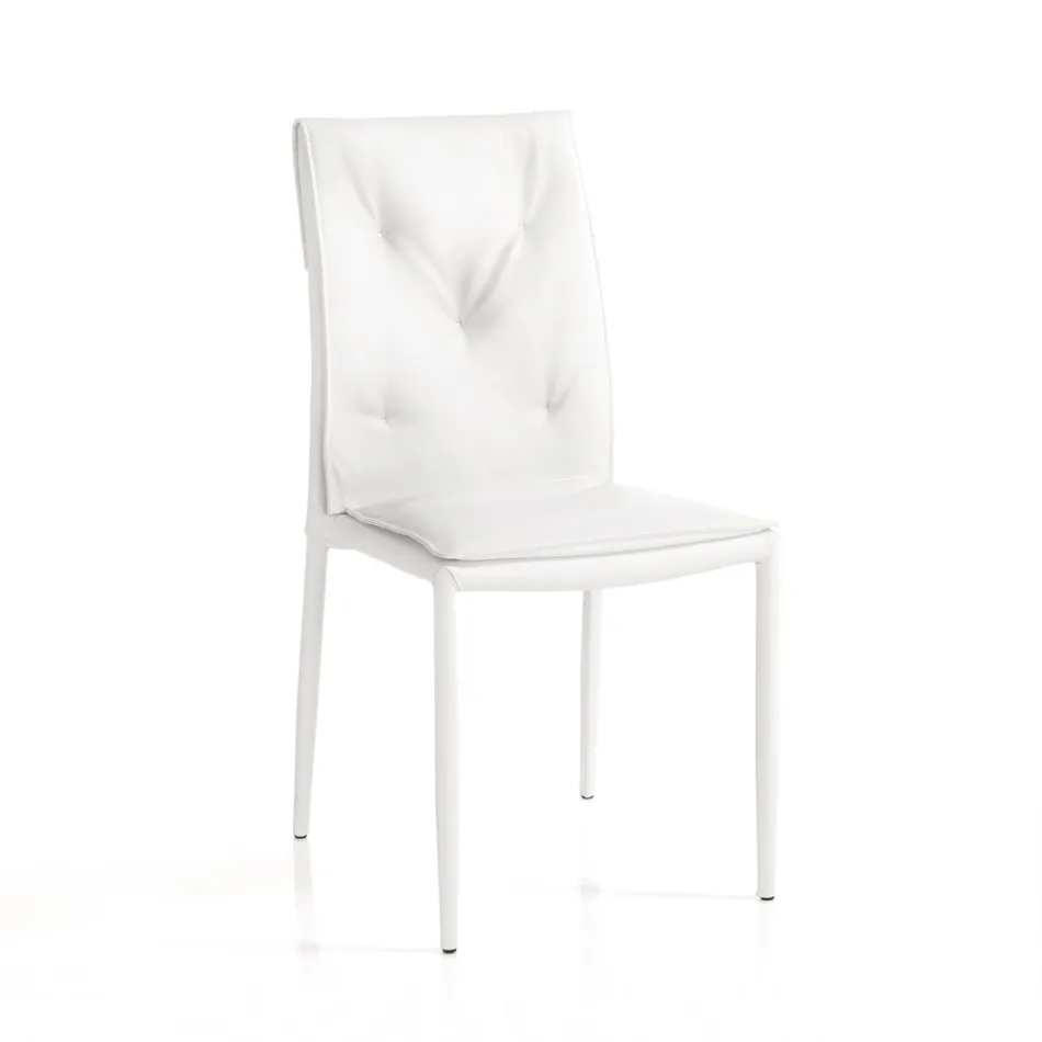 Set 4 Scaune Tapițate Cu Piele Sintetică Diferite Finisaje - Uraniu Viadurini