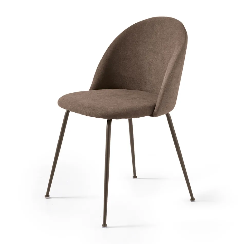 Set de două scaune din metal vopsit și material tapițat în diverse culori - Rivo Viadurini